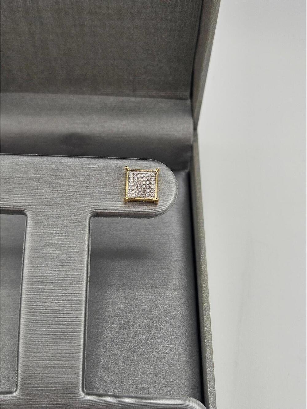 Sole (1) 9.6mm Square Gold Vermeil Moissanite Stud Earring